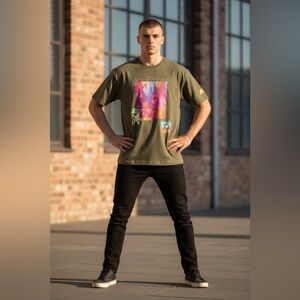 Neff Yoda Star Wars Graphic Olive Gray Color Mens Medium Short Sleeve T Shirt